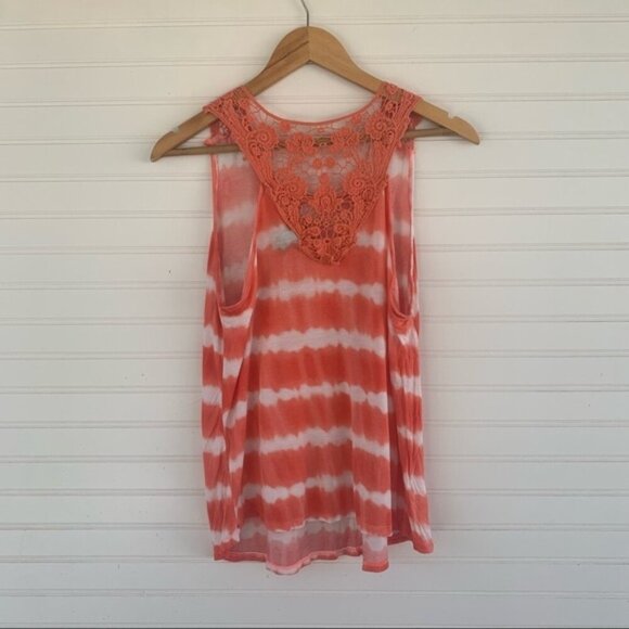 Rue21 White Coral Striped Tie Dye Lace Tank Top Size M - Picture 5 of 5